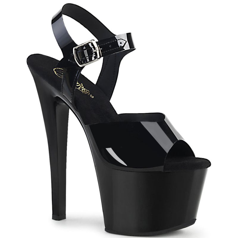 Pleaser Sky-308N Women\'s Platform Heels Sandals Black | NZ FRJVQB