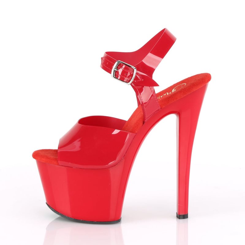 Pleaser Sky-308N Women's Platform Heels Sandals Red | NZ PFGAVE