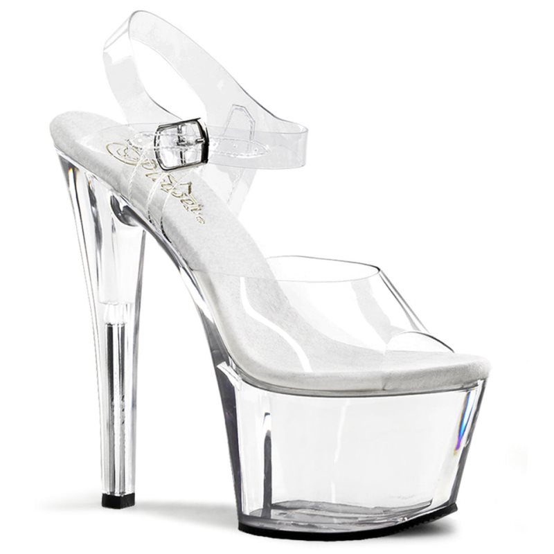 Pleaser Sky-308 Women\'s Platform Heels Sandals Clear | NZ KRVFAL