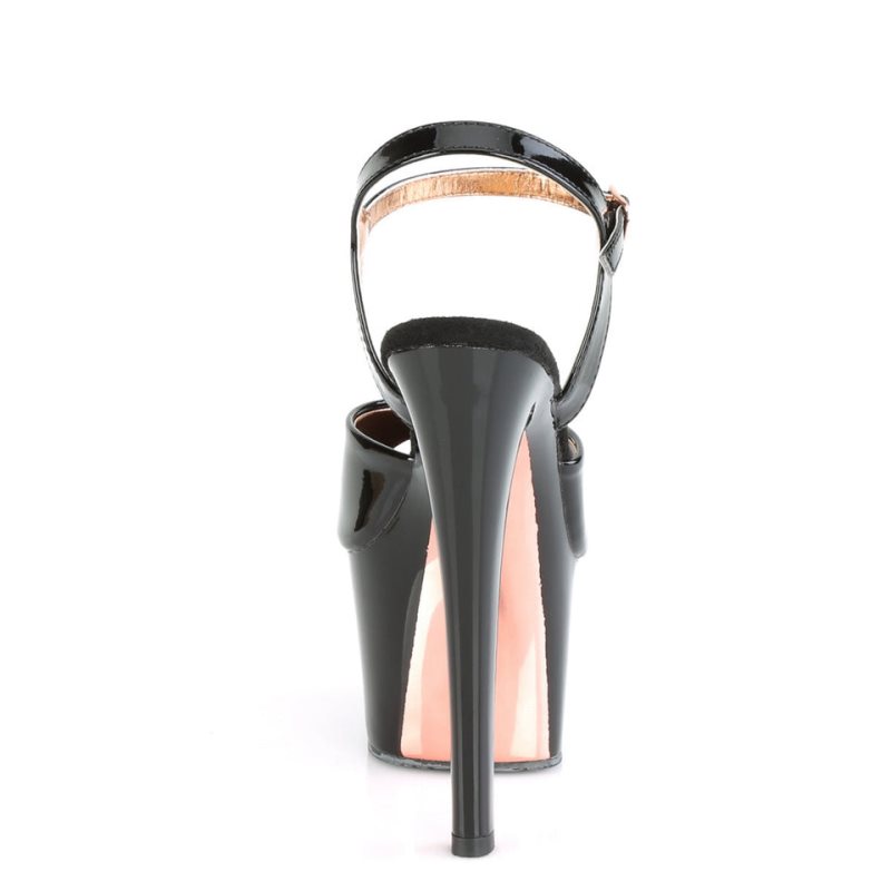 Pleaser Sky-309TT Women's Platform Heels Sandals Black / Rose Gold | NZ RGDKUO