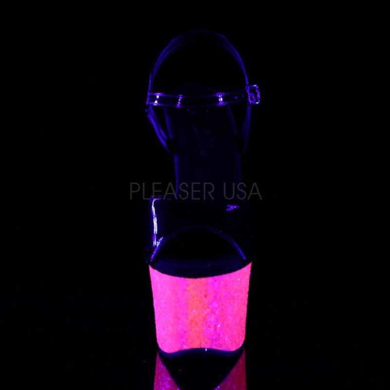 Pleaser Sky-309UVLG Women's Platform Heels Sandals Black / Pink | NZ BWEMYL