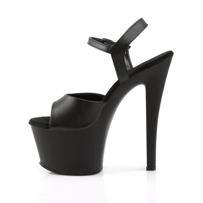 Pleaser Sky-309 Vegan Leather Women's Platform Heels Sandals Black | NZ XLVWCZ