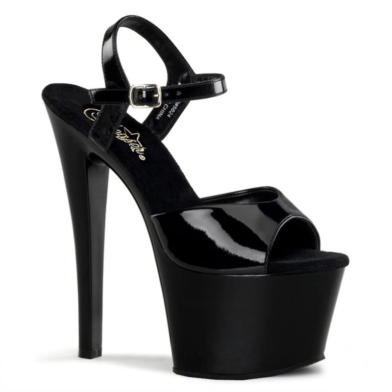 Pleaser Sky-309 Women\'s Platform Heels Sandals Black | NZ CHKMGW