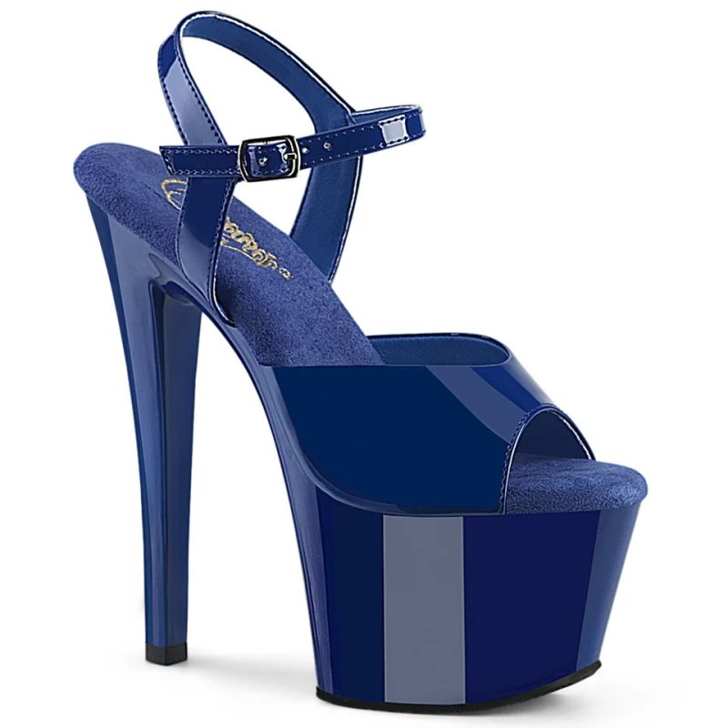 Pleaser Sky-309 Women\'s Platform Heels Sandals Royal Blue | NZ QZTHOM