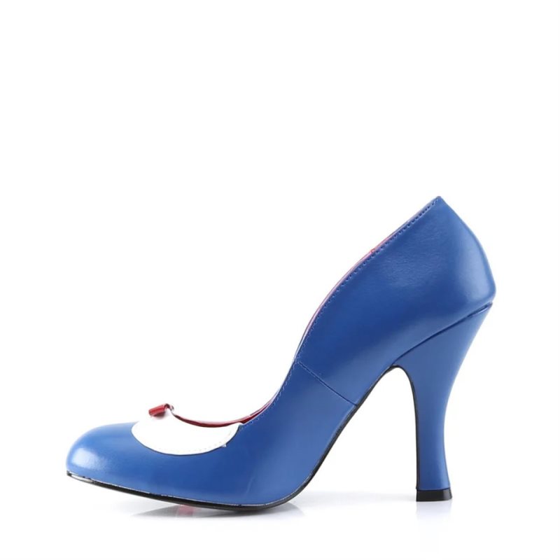 Pleaser Smitten-05 Vegan Leather Women's Pumps Blue / White | NZ WDTPFA