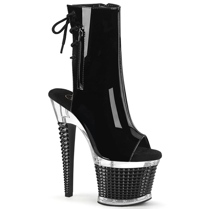 Pleaser Spectator-1018 Women\'s Heels Boots Black / Clear | NZ POJMUB