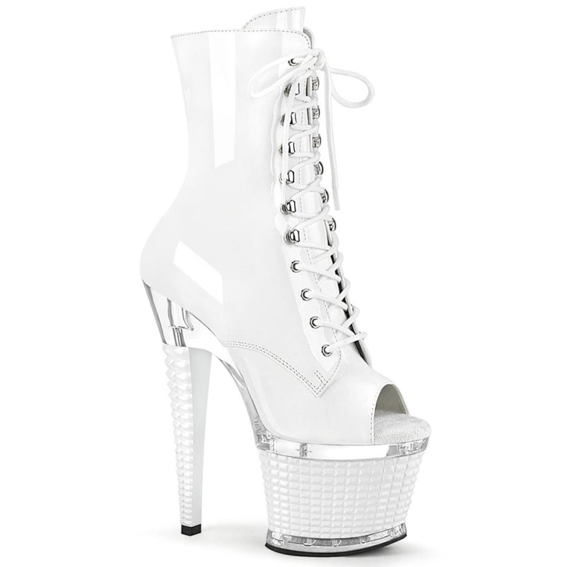 Pleaser Spectator-1021 Women\'s Heels Boots White / Clear | NZ CLSAOU