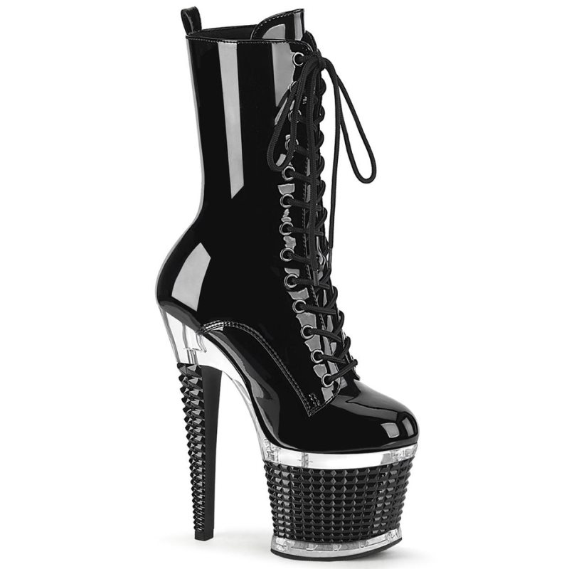 Pleaser Spectator-1040 Women\'s Heels Boots Black / Clear | NZ ZBOYCS