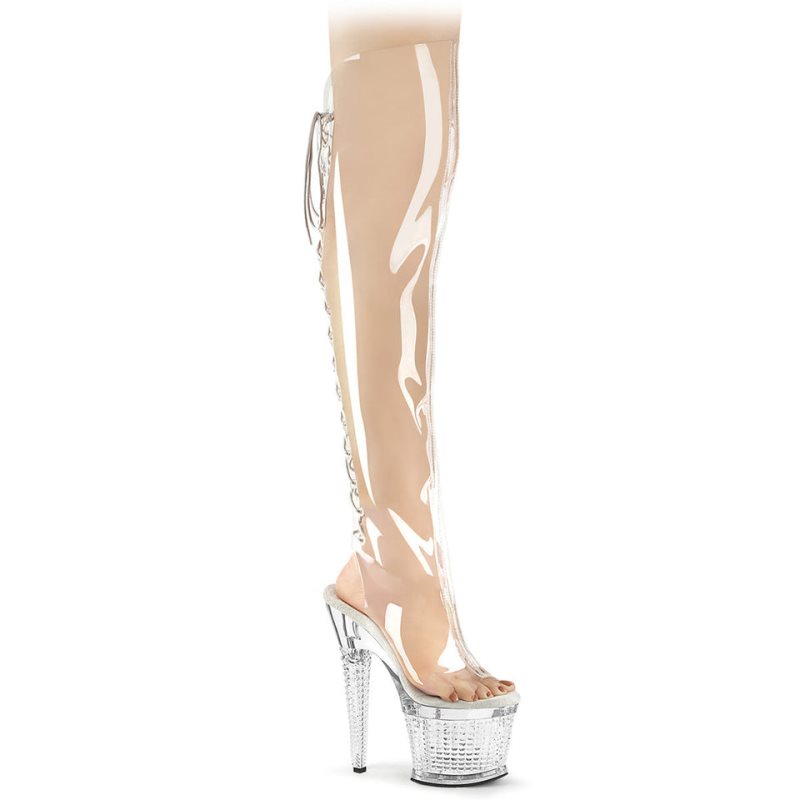 Pleaser Spectator-3019C Women\'s Thigh High Boots Clear | NZ UEHJKA