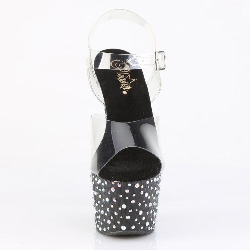 Pleaser Stardance-708 Rhinestones Women's Platform Heels Sandals Multicolor / Clear | NZ RCUDEX