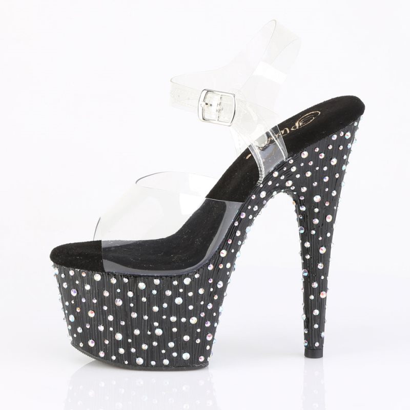 Pleaser Stardance-708 Rhinestones Women's Platform Heels Sandals Multicolor / Clear | NZ RCUDEX