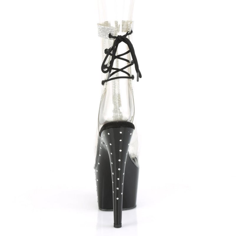 Pleaser Stardust-1018C-2RS Women's Heels Boots Black / Clear | NZ SOMUKQ