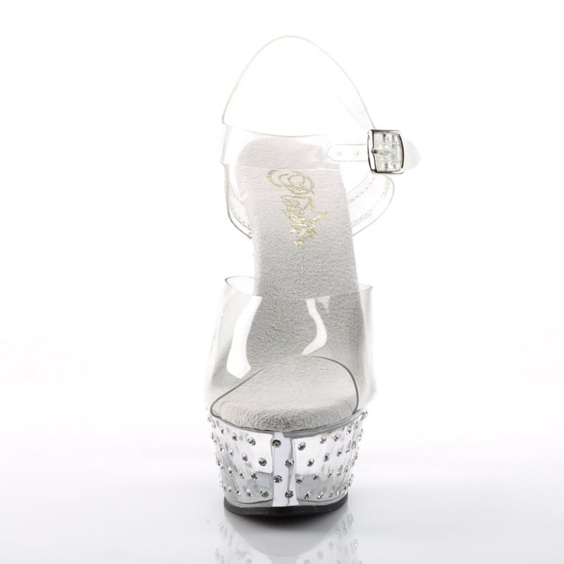 Pleaser Stardust-608 Women's Platform Heels Sandals Clear | NZ PIZNBW