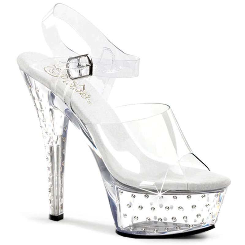 Pleaser Stardust-608 Women\'s Platform Heels Sandals Clear | NZ PIZNBW