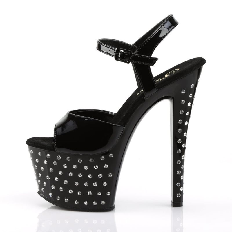 Pleaser Stardust-709 Women's Platform Heels Sandals Black | NZ NWZIHK