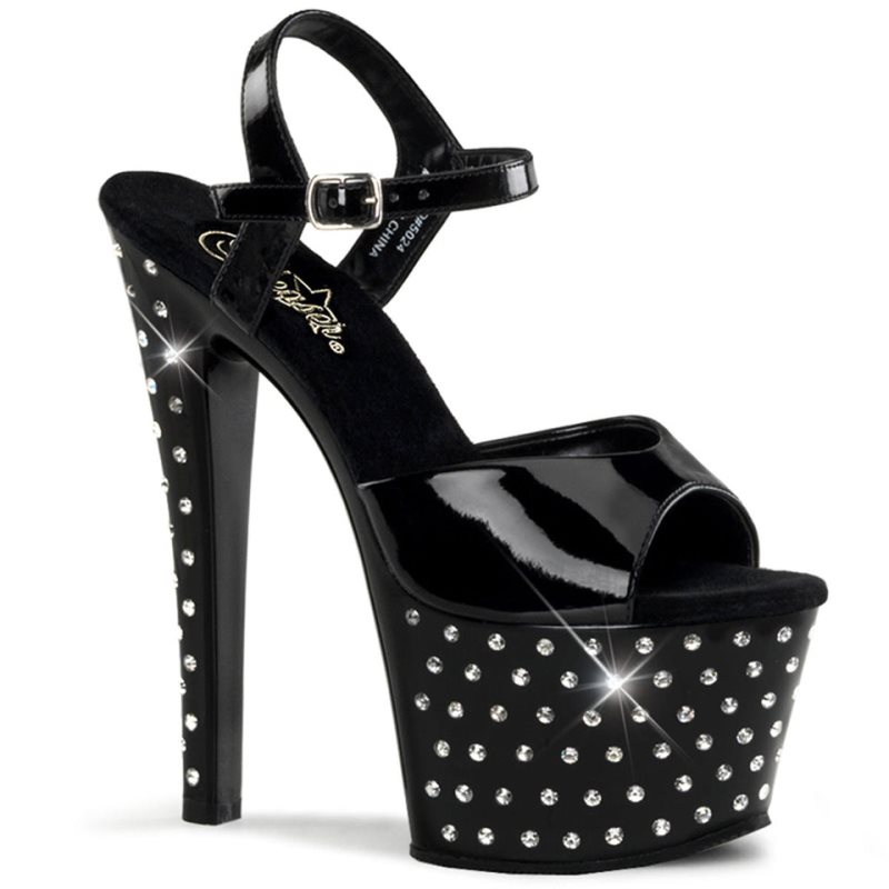 Pleaser Stardust-709 Women\'s Platform Heels Sandals Black | NZ NWZIHK