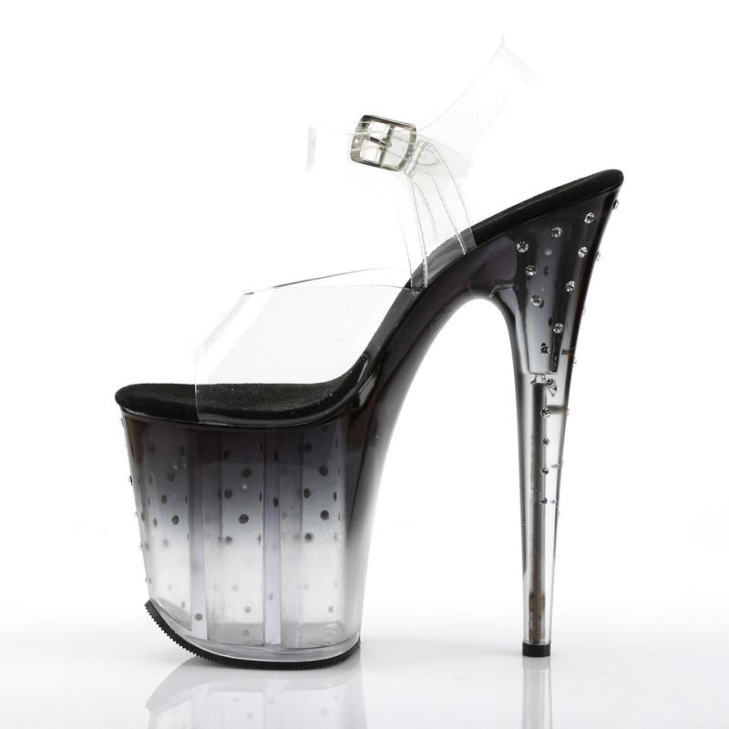 Pleaser Stardust-808T Women's Platform Heels Sandals Black / Clear | NZ NSFRUV