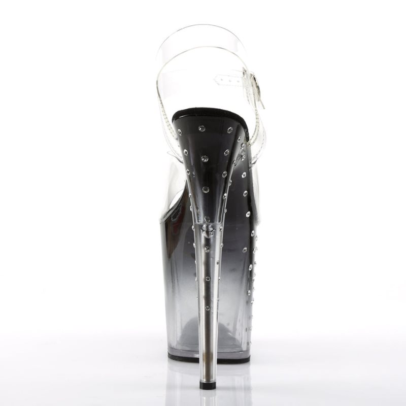 Pleaser Stardust-808T Women's Platform Heels Sandals Black / Clear | NZ NSFRUV