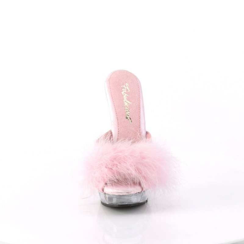 Pleaser Sultry-601F Women's Platform Slides Pink / Clear | NZ DLFVGC