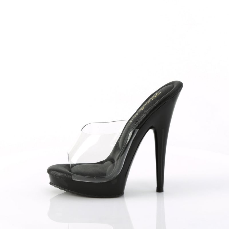 Pleaser Sultry-601 Women's Platform Slides Black / Clear | NZ YIARGQ