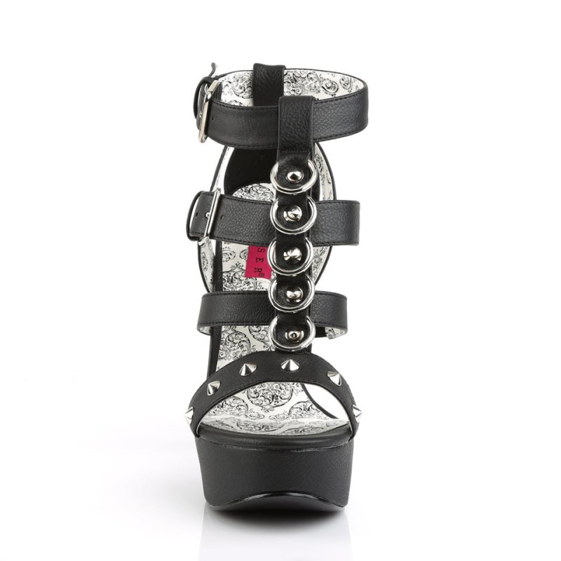 Pleaser Teeze-42W Vegan Leather Women's Platform Heels Sandals Black | NZ XRLHTS