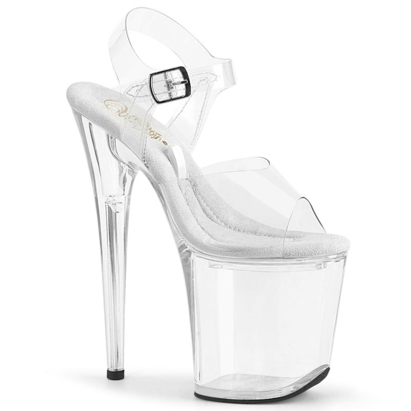 Pleaser Treasure-808FLA Women\'s Platform Heels Sandals Clear | NZ ELOTDI