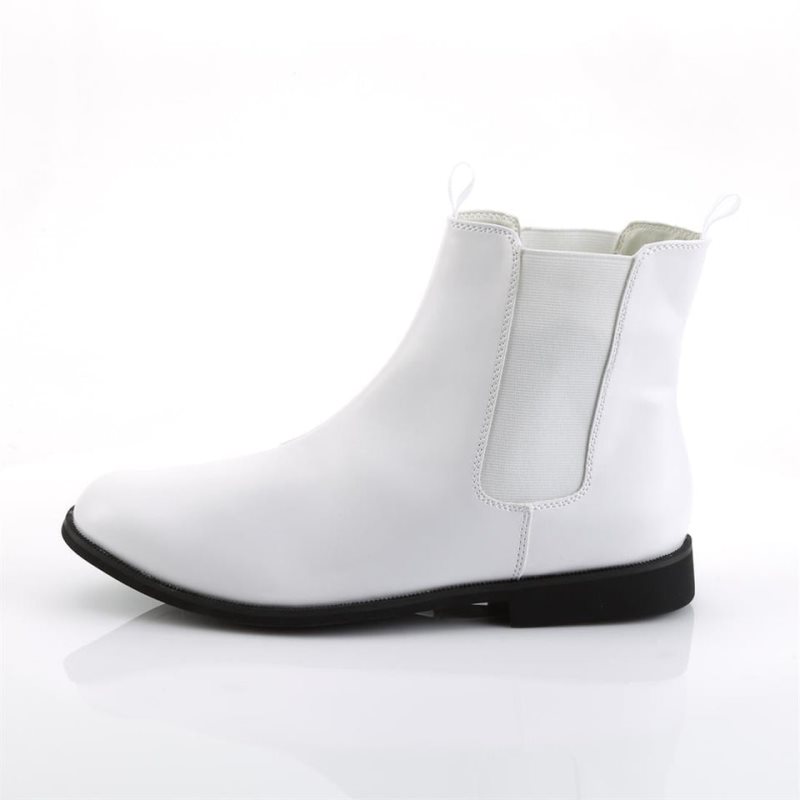 Pleaser Trooper-12 Vegan Leather Men's Chelsea Boots White | NZ AXGNEF