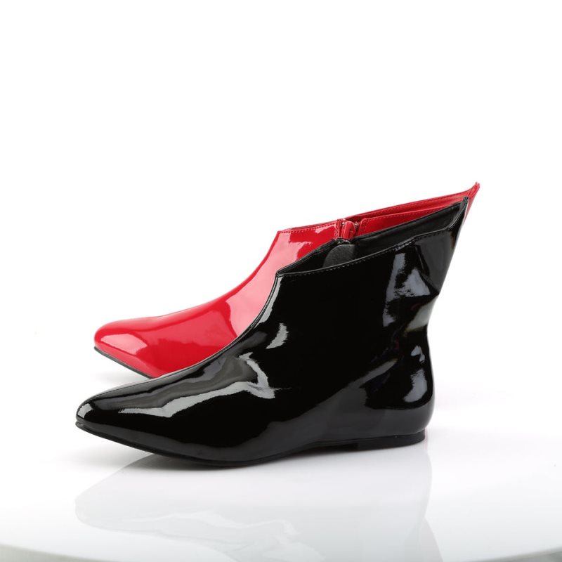 Pleaser Vail-152HQ Women's Ankle Boots Black / Red | NZ GQKRIO