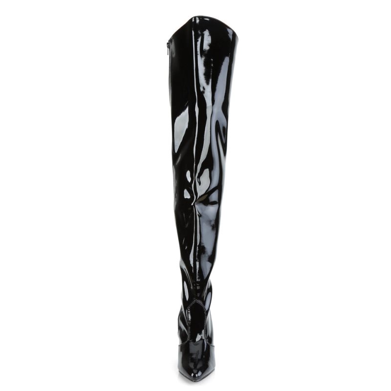 Pleaser Vanity-3010 Women's Thigh High Boots Black | NZ QTBLYW