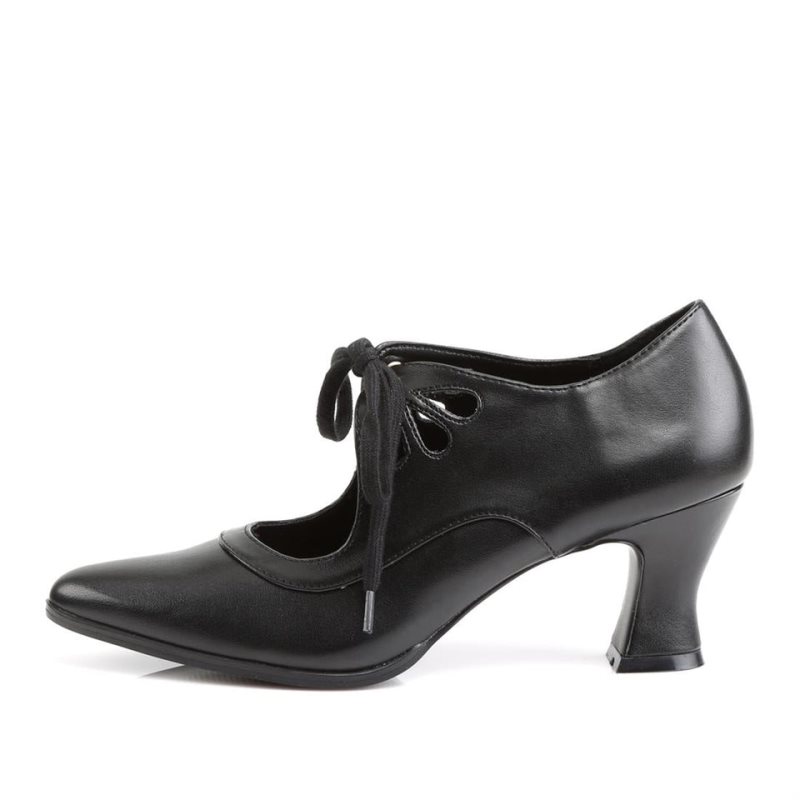 Pleaser Victorian-03 Vegan Leather Women's Pumps Black | NZ AKREUB