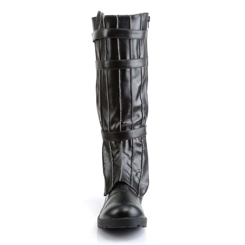 Pleaser Walker-130 Vegan Leather Men's Knee-high Boots Black | NZ YNKDSU