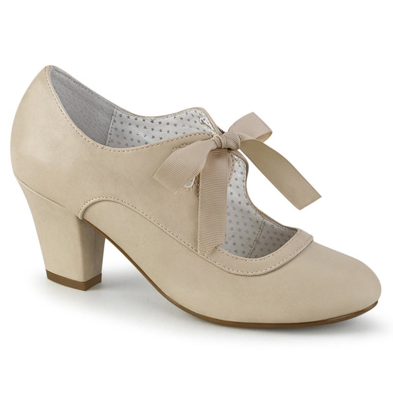 Pleaser Wiggle-32 Vegan Leather Women\'s Pumps Beige | NZ DZSULN