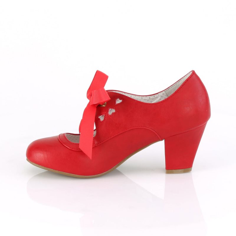 Pleaser Wiggle-32 Vegan Leather Women's Pumps Red | NZ YAVPWQ