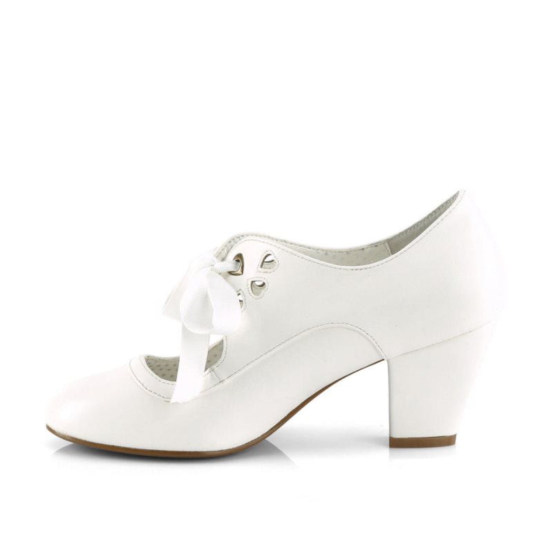 Pleaser Wiggle-32 Vegan Leather Women's Pumps White | NZ QMHTLN