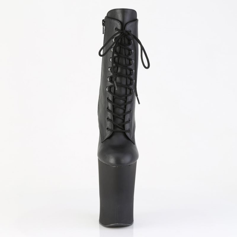 Pleaser Worship-1020 Faux Leather Women's Heels Boots Black | NZ UHGBRN