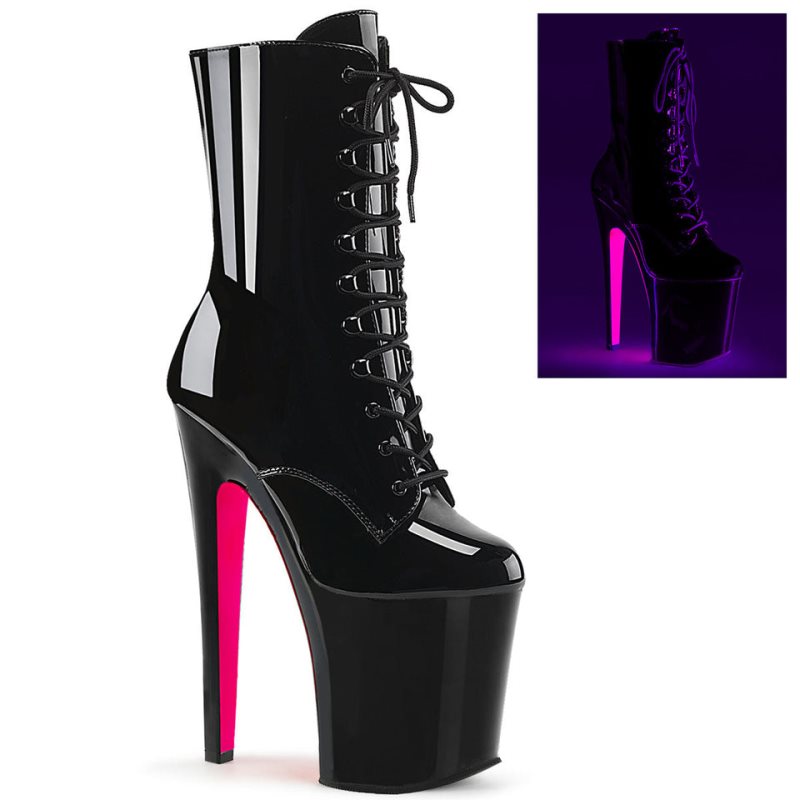 Pleaser Xtreme-1020TT Women\'s Heels Boots Black / Pink | NZ FAIPKN