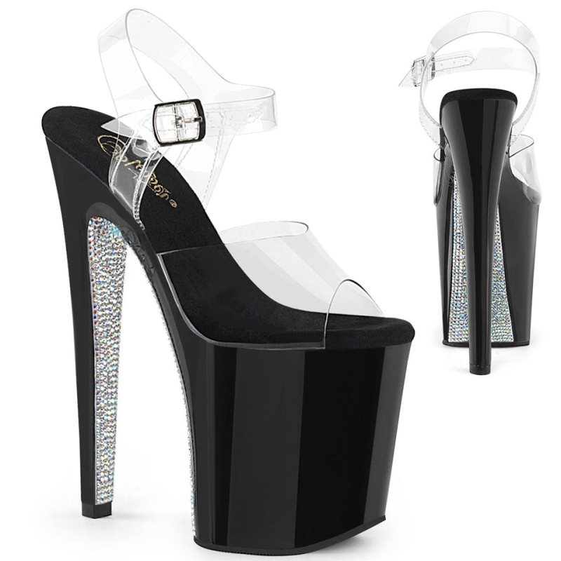 Pleaser Xtreme-808CRS Women\'s Platform Heels Sandals Silver / Clear | NZ HVDPGY