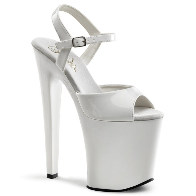 Pleaser Xtreme-809 Women\'s Platform Heels Sandals White | NZ PXZNMW